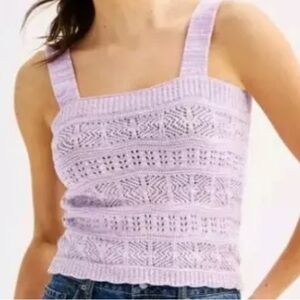 SO Pointelle Purple Crochet Tank Top Size Medium Boho Beach Vacation Festival
